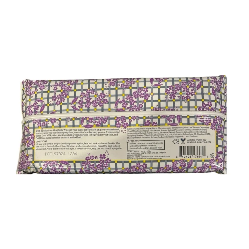 Beekman 1802 Unisex Facial Cleansing Wipes One Size Purple 30 wipes